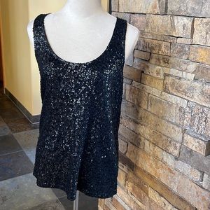 J Crew black sequin dressy tank top size L